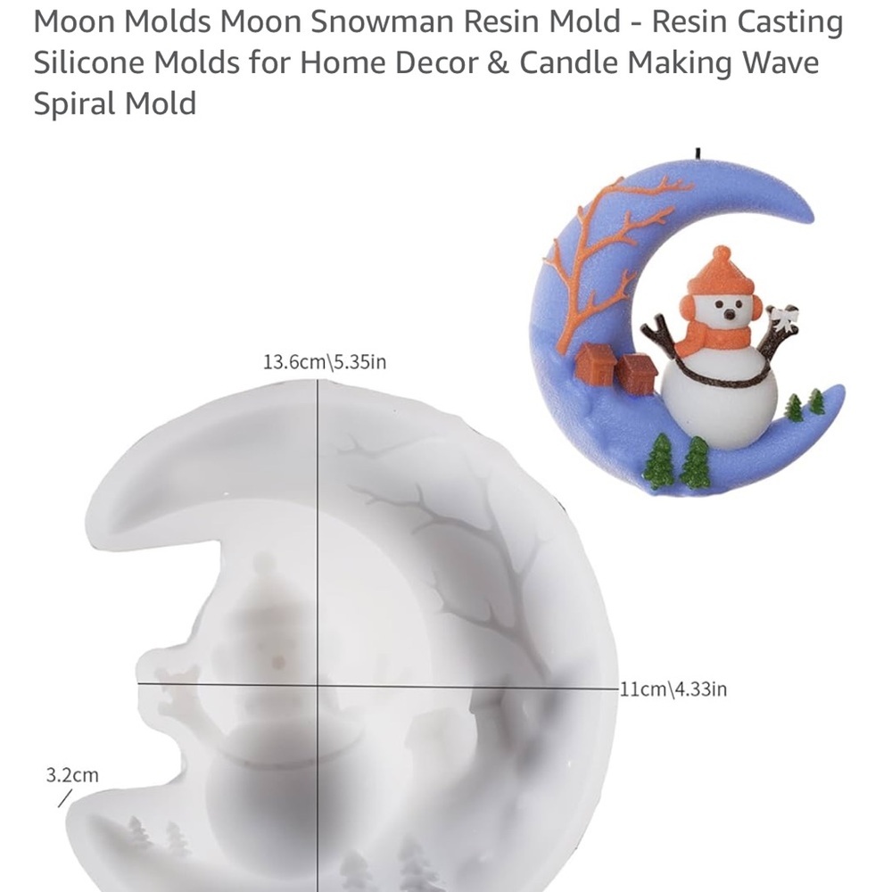 New Moon Snowman Resin Mold